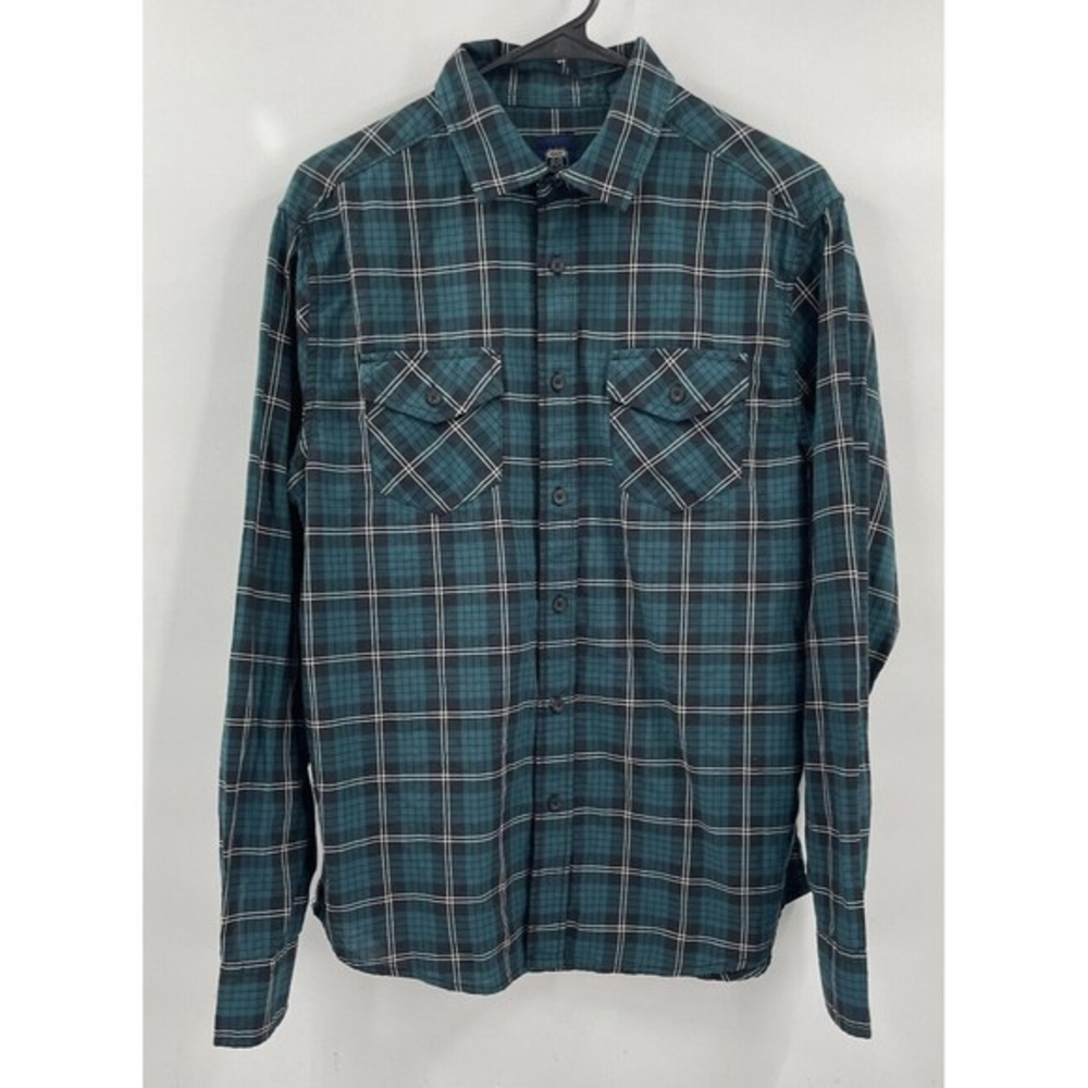 Route 66 Men's Plaid Flannel Long Sleeve Button Up Shirt Green Black Size M